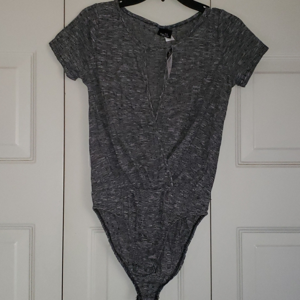 Peek-a-boo grey bodysuit